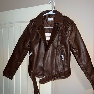 Selling the Kailey Moto Jacket in Brown from superdown